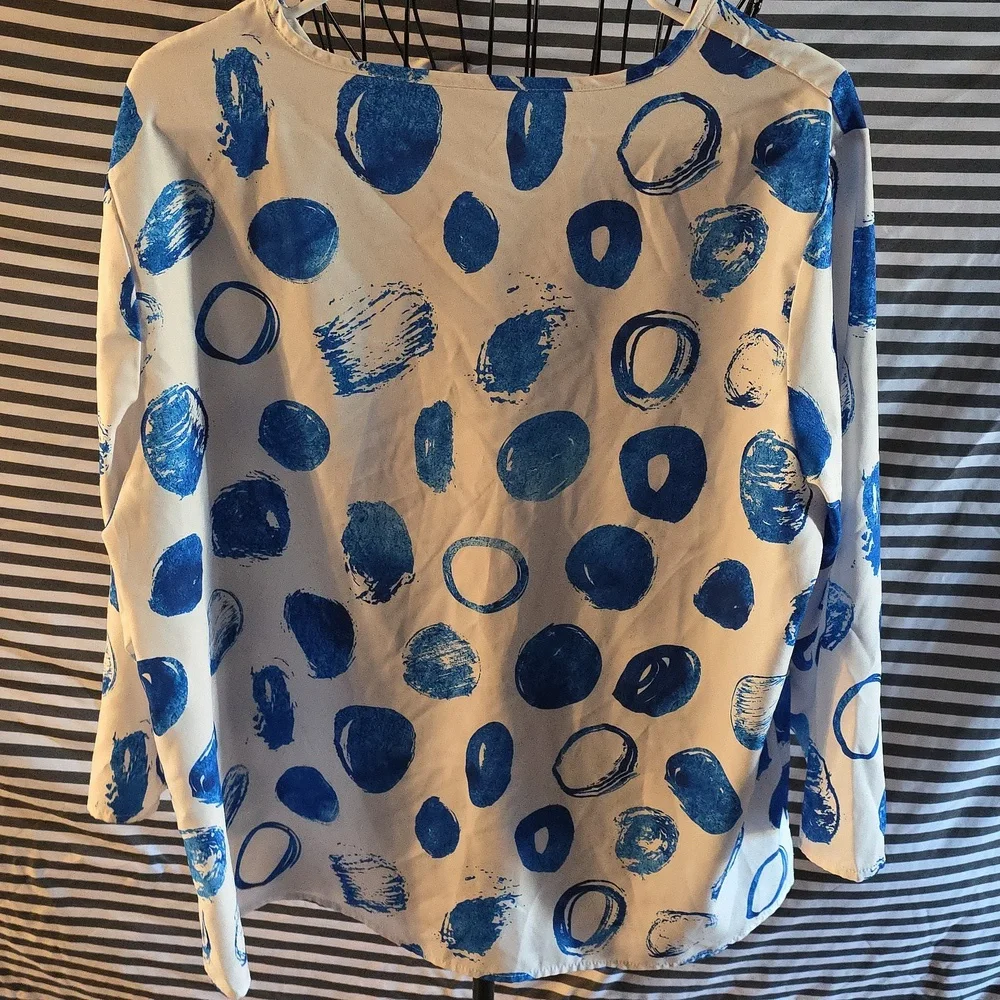 Blue Polka Dot Women's Top Size XXL - Picture 5 of 6